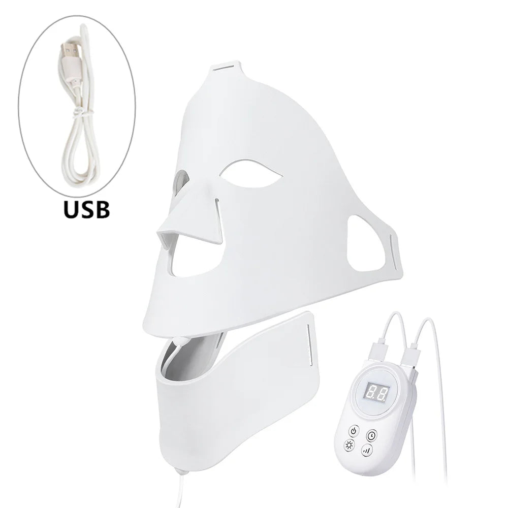 Face Neck Silicone LED Mask 7 Colors Light Photon